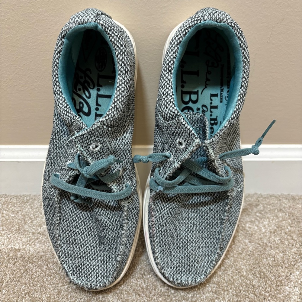 L.L. Bean Higgins Beach Gray and Teal Women's Slip-ons